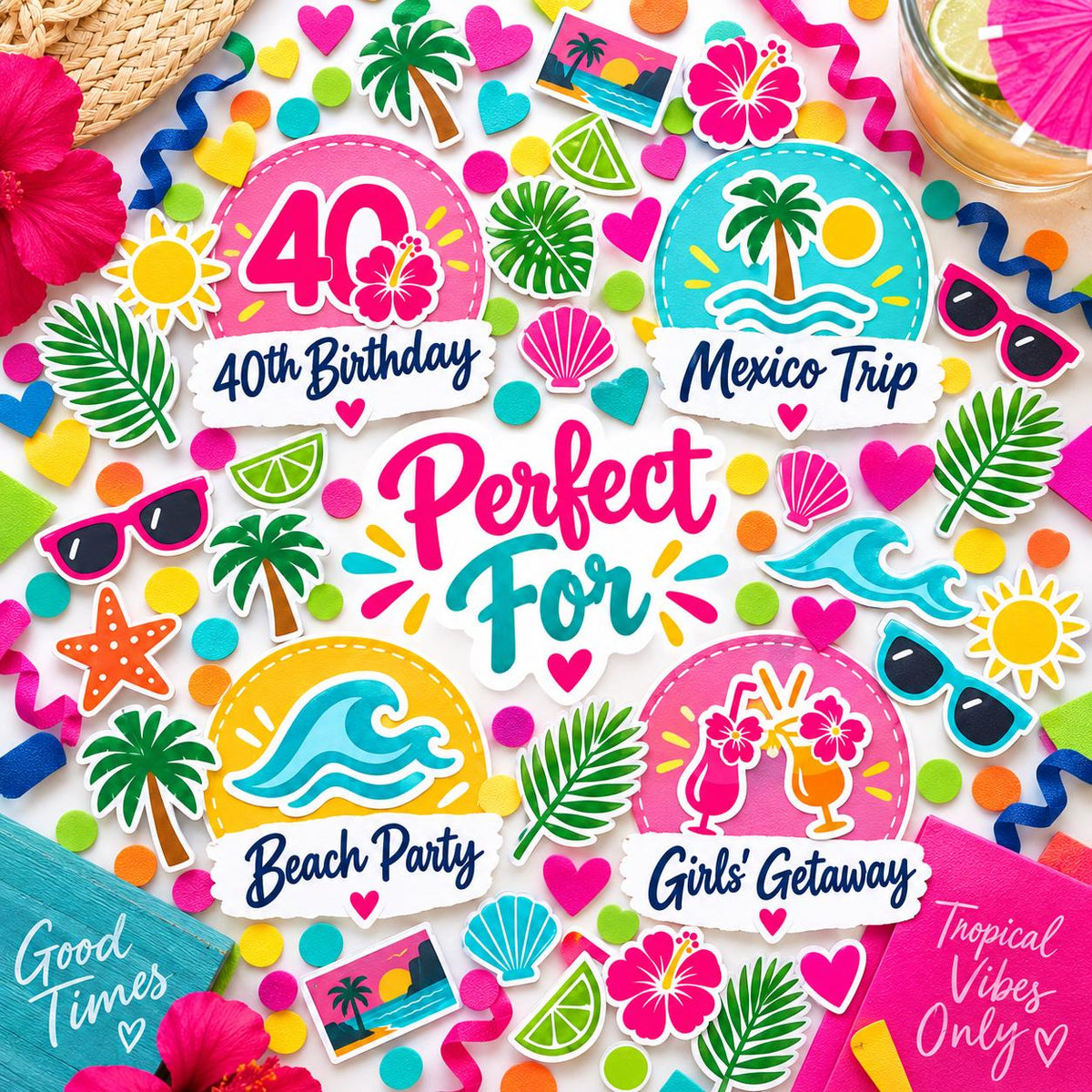 Tropical Birthday Babe Confetti Mix | Custom Age Party Toss