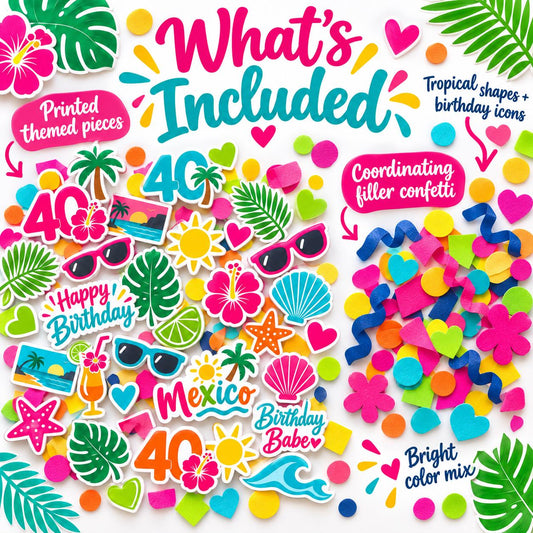 Tropical Birthday Babe Confetti Mix | Custom Age Party Toss