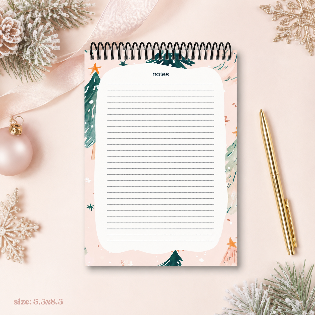 Pink Christmas Tree Notepad