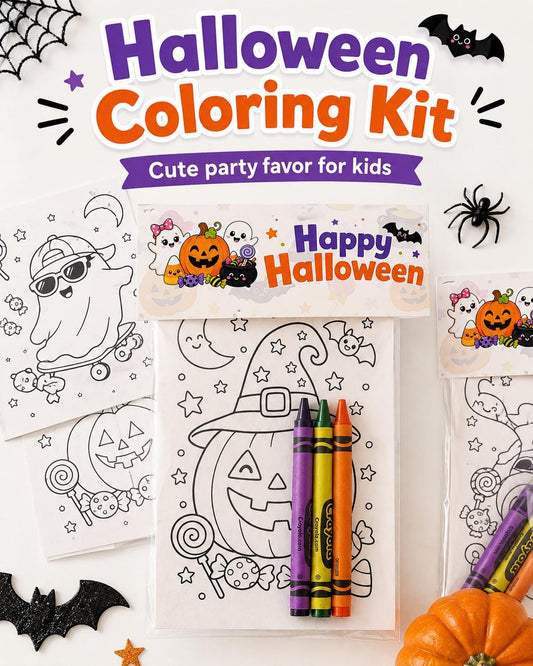 Halloween Coloring Kit for Kids | Non-Candy Classroom Party Favor