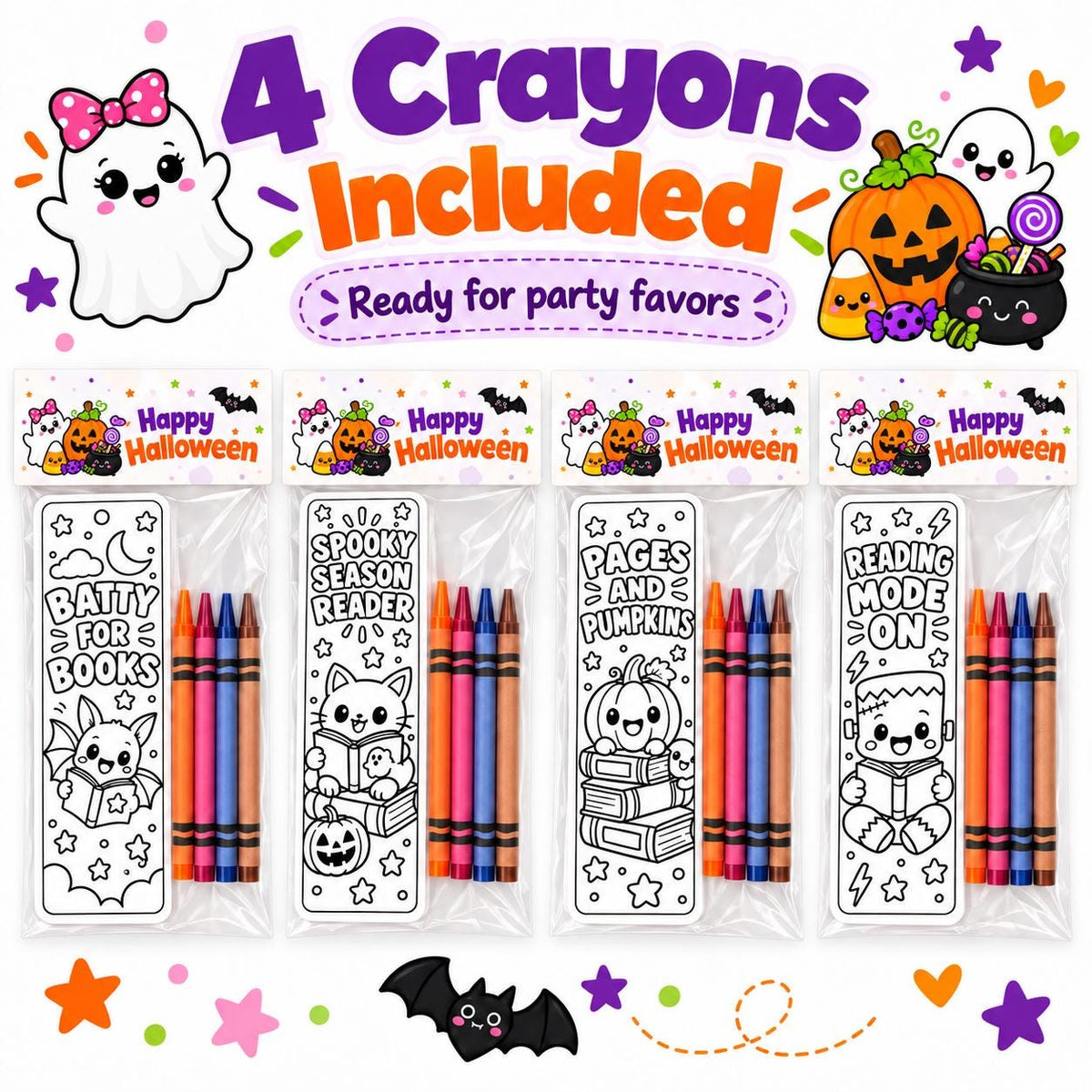 Halloween Coloring Bookmark Kit | Non-Candy Classroom Favors