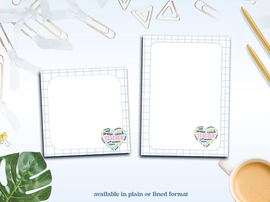 Blue Grid Teacher Notepad Collection – Classroom Stationery Set