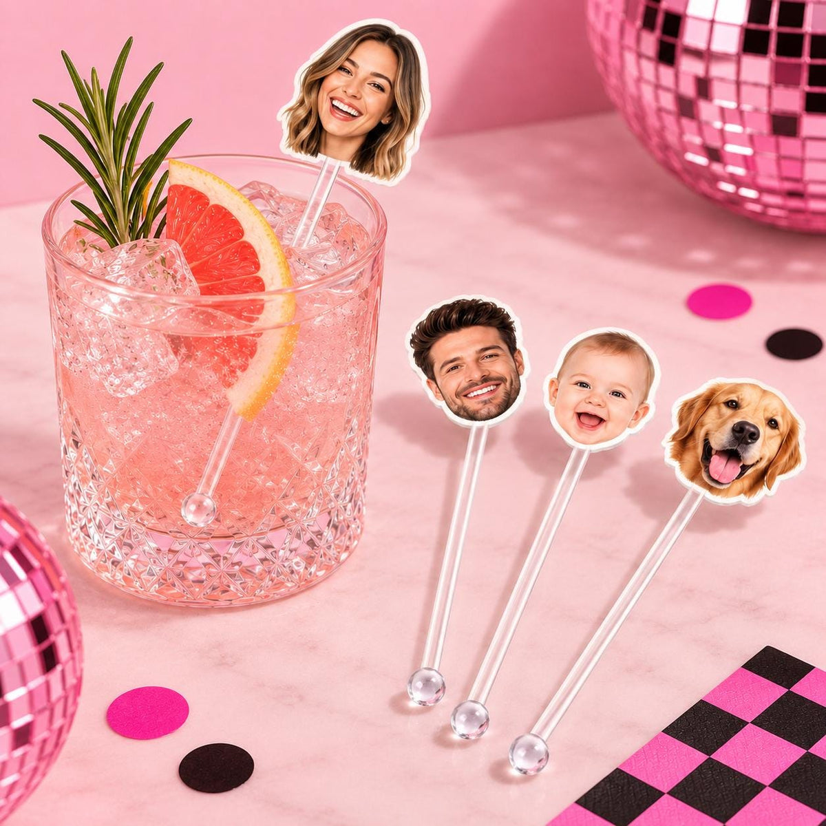 Custom Face Drink Stirrers | Personalized Photo Swizzle Sticks