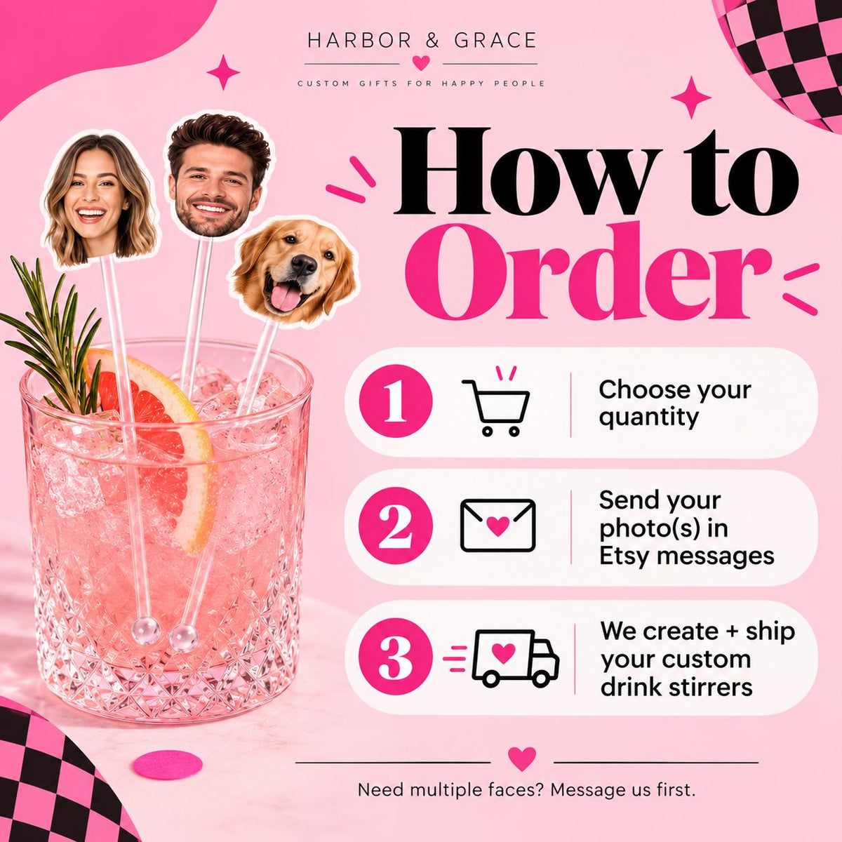 Custom Face Drink Stirrers | Personalized Photo Swizzle Sticks