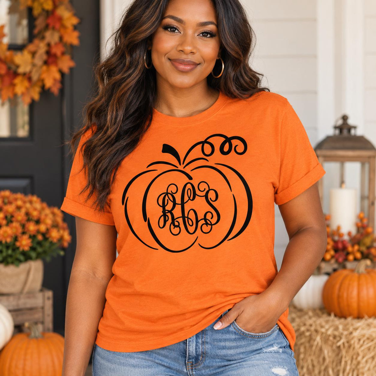 Personalized Pumpkin Monogram Shirt | Custom Fall Tee or Sweatshirt