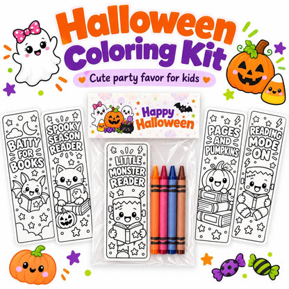 Halloween Coloring Bookmark Kit | Non-Candy Classroom Favors