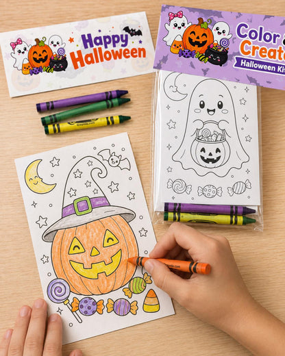 Halloween Coloring Kit for Kids | Non-Candy Classroom Party Favor