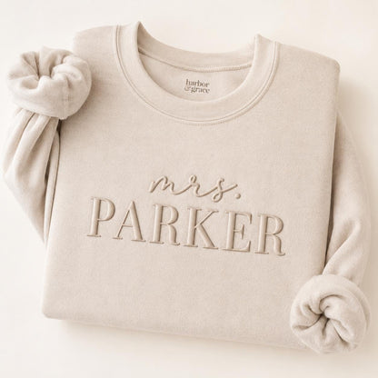 Personalized Puff Mrs. Sweatshirt | Custom Bride Crewneck