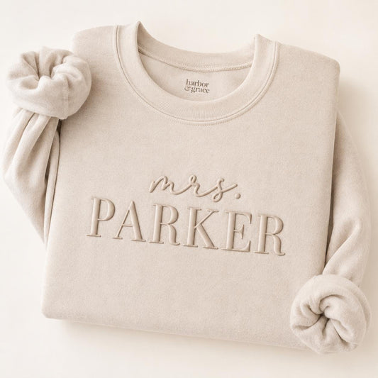 Personalized Puff Mrs. Sweatshirt | Custom Bride Crewneck