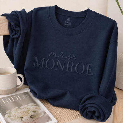 Personalized Puff Mrs. Sweatshirt | Custom Bride Crewneck
