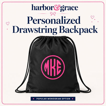 Custom Nylon Drawstring Backpack | Personalized Monogram Gym Bag
