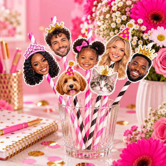 Custom Photo Party Straws | Personalized Face Drink Straws