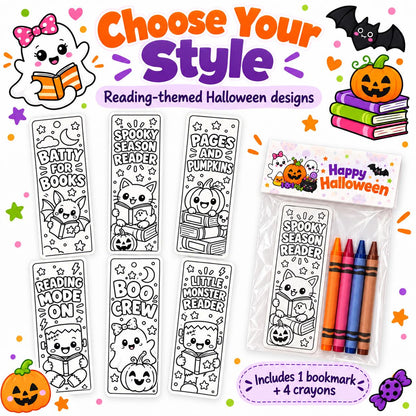 Halloween Coloring Bookmark Kit | Non-Candy Classroom Favors
