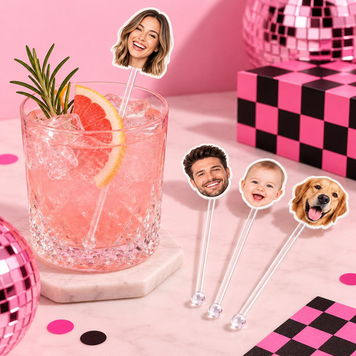 Custom Face Drink Stirrers | Personalized Photo Swizzle Sticks