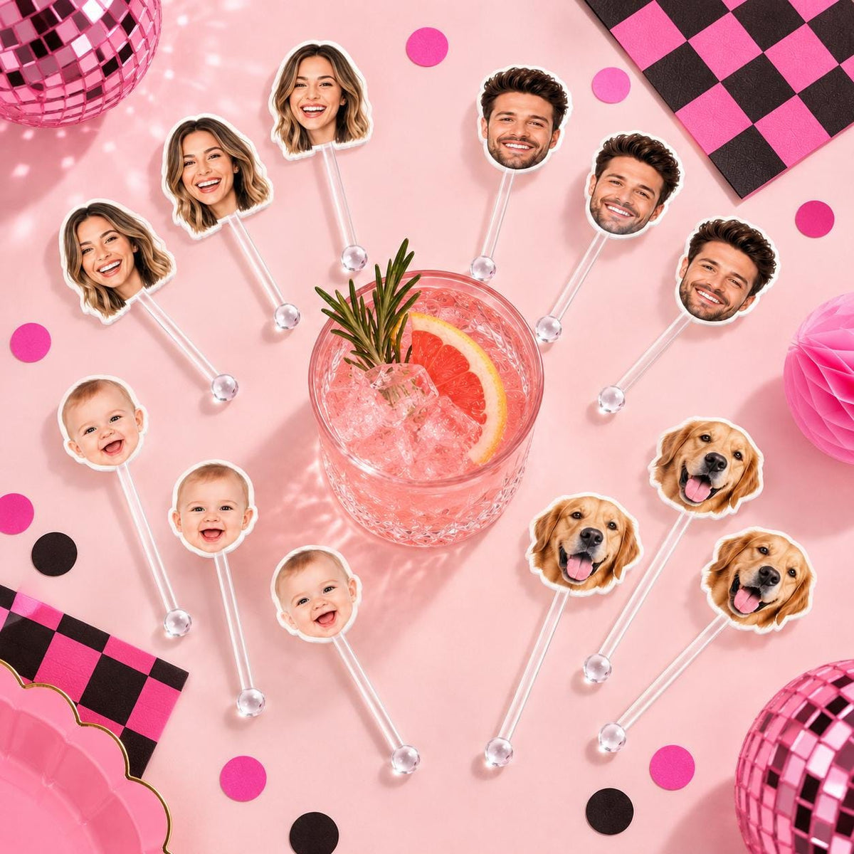 Custom Face Drink Stirrers | Personalized Photo Swizzle Sticks