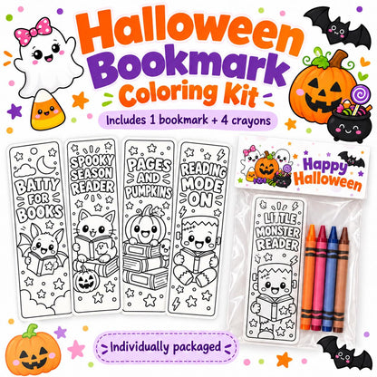 Halloween Coloring Bookmark Kit | Non-Candy Classroom Favors