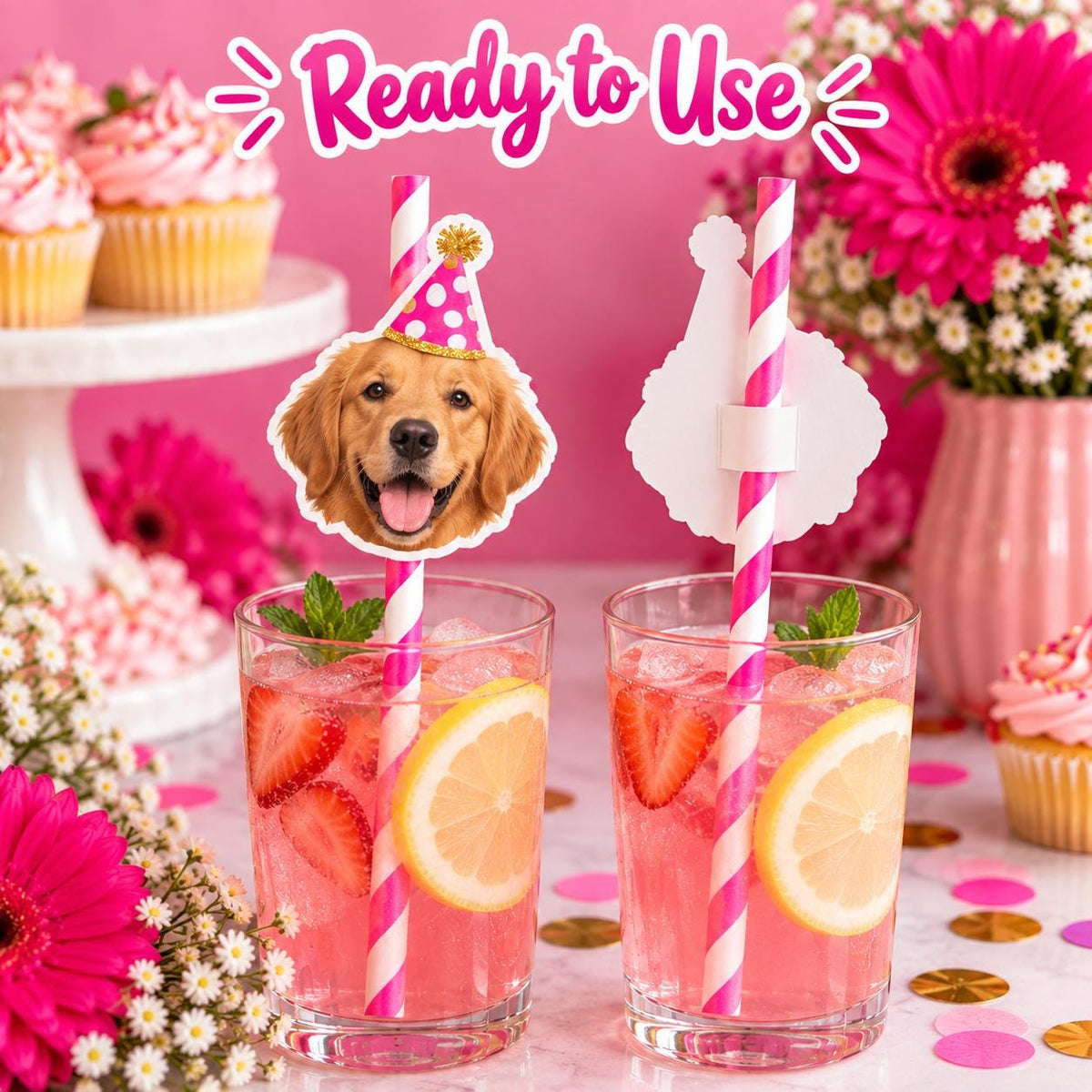 Custom Photo Party Straws | Personalized Face Drink Straws