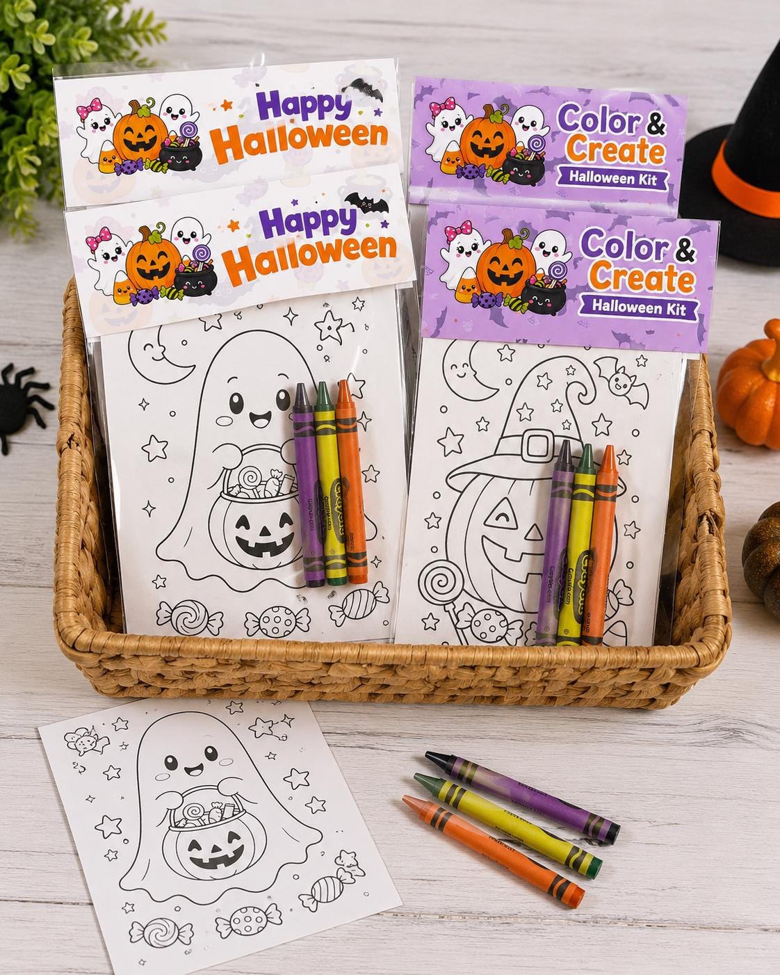 Halloween Coloring Kit for Kids | Non-Candy Classroom Party Favor