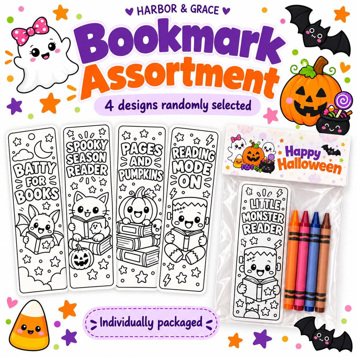 Halloween Coloring Bookmark Kit | Non-Candy Classroom Favors