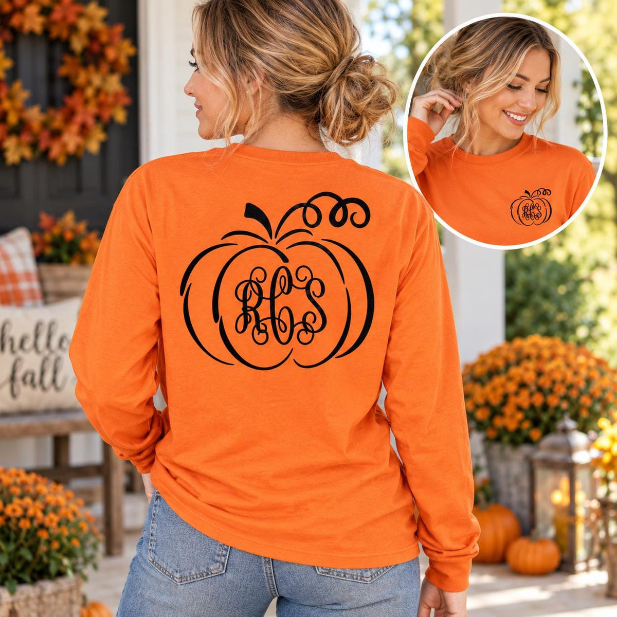 Personalized Pumpkin Monogram Shirt | Custom Fall Tee or Sweatshirt
