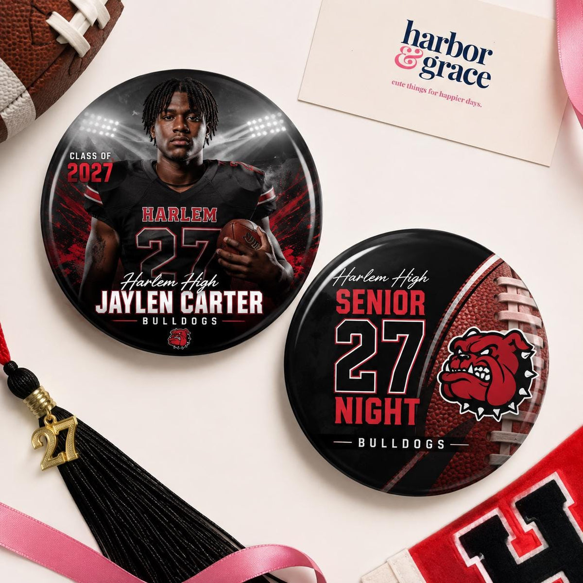 Homecoming Photo Buttons | Custom Sports Team Pins