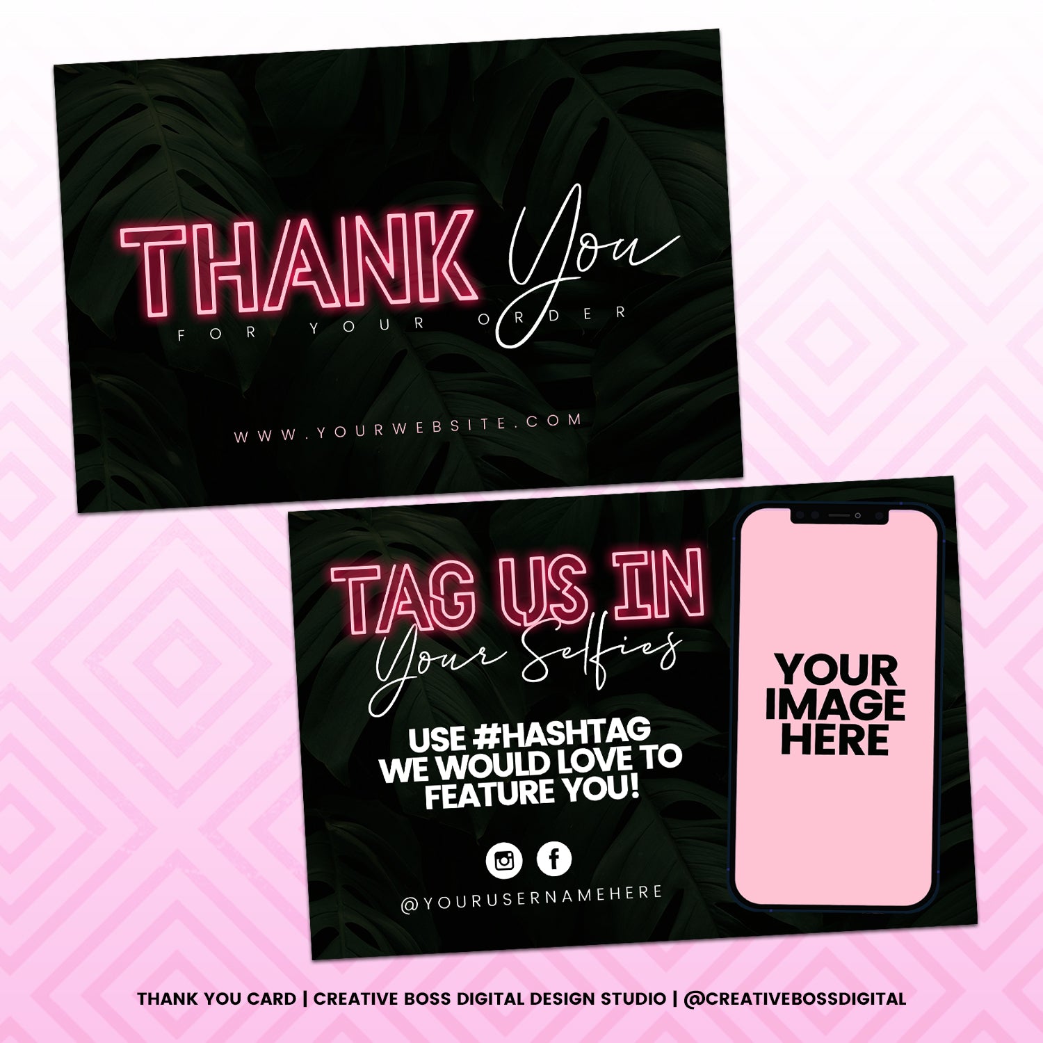 Tropical Vibes Thank You Card – Custom Brand Appreciation - Thank You Card 01 image 0