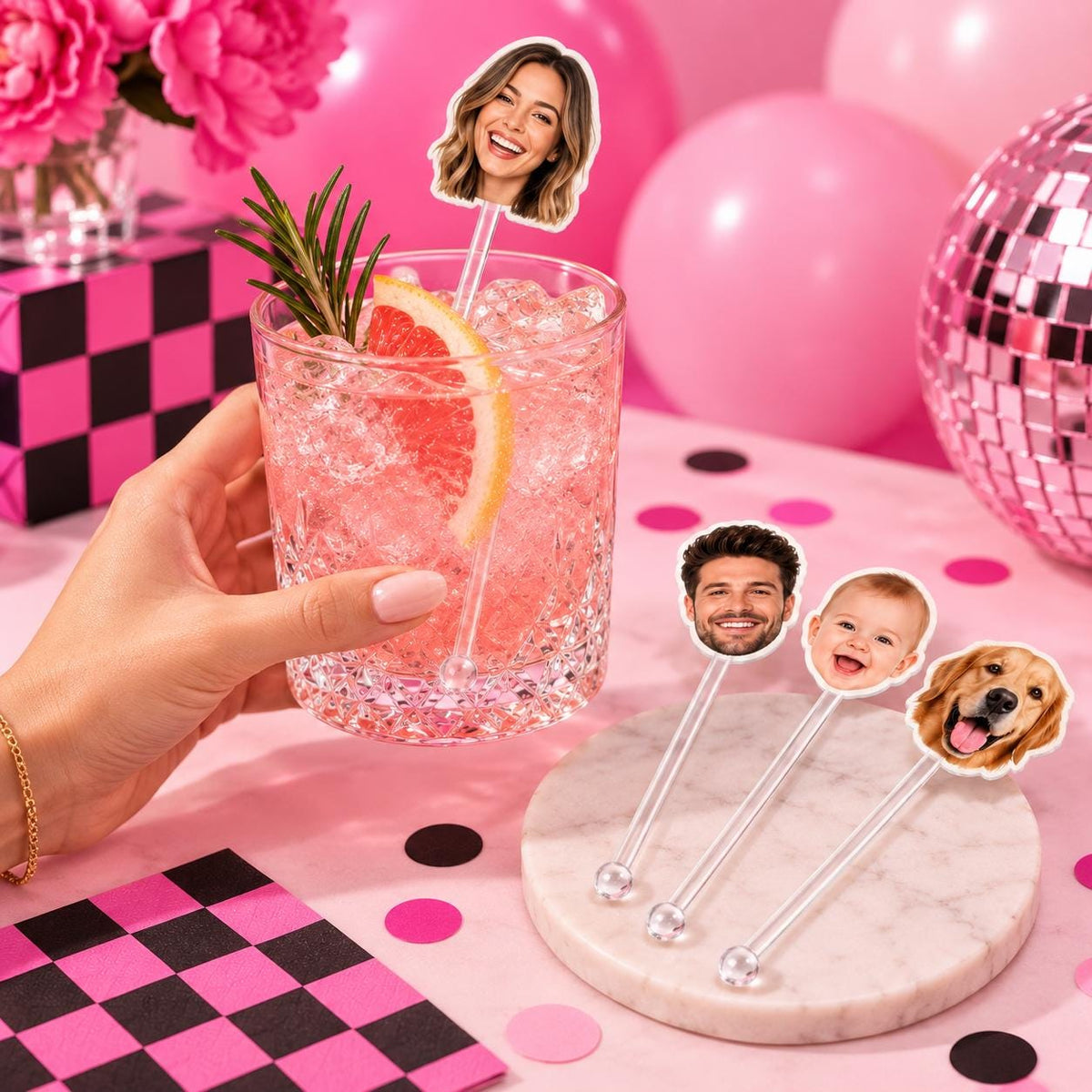 Custom Face Drink Stirrers | Personalized Photo Swizzle Sticks