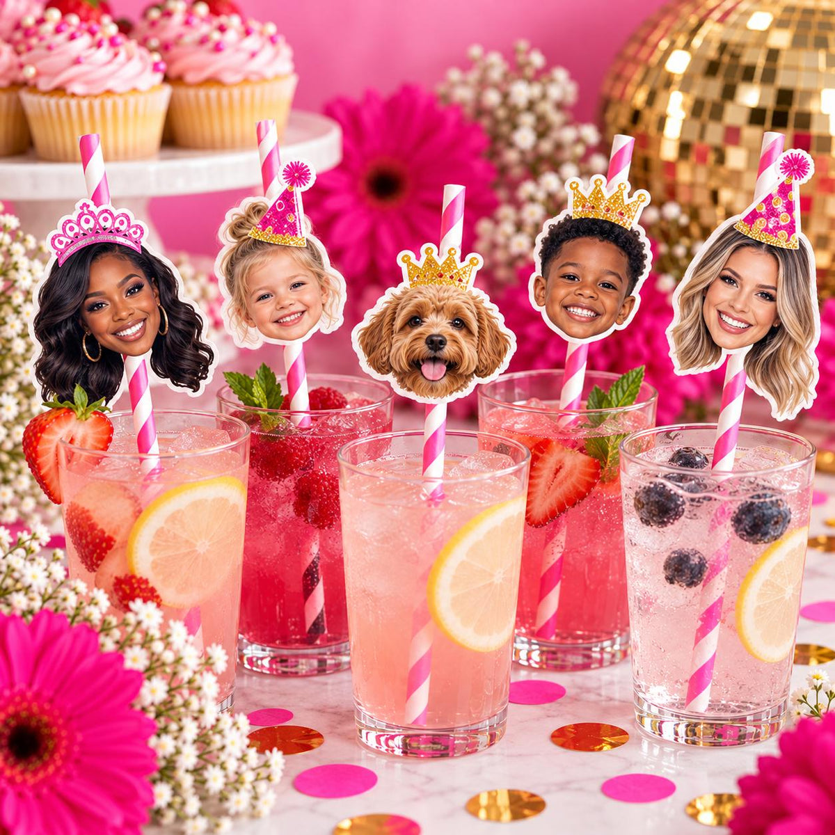 Custom Photo Party Straws | Personalized Face Drink Straws