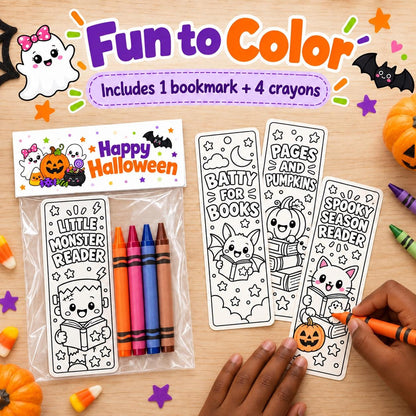 Halloween Coloring Bookmark Kit | Non-Candy Classroom Favors