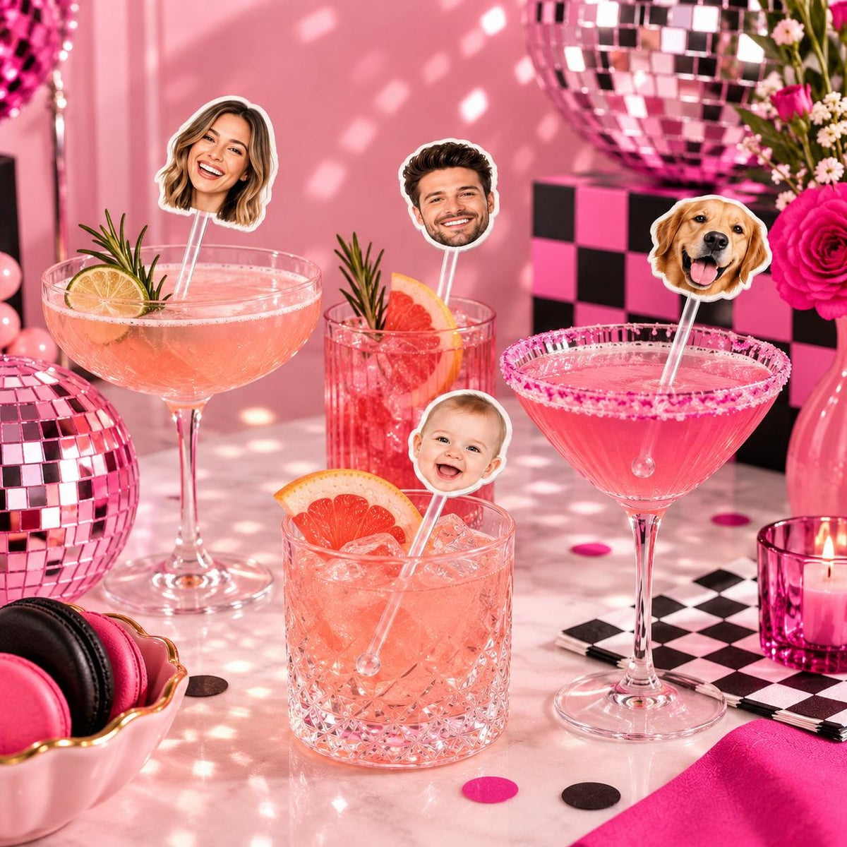 Custom Face Drink Stirrers | Personalized Photo Swizzle Sticks