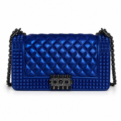 Cobalt Crush Quilted Chain Shoulder Bag