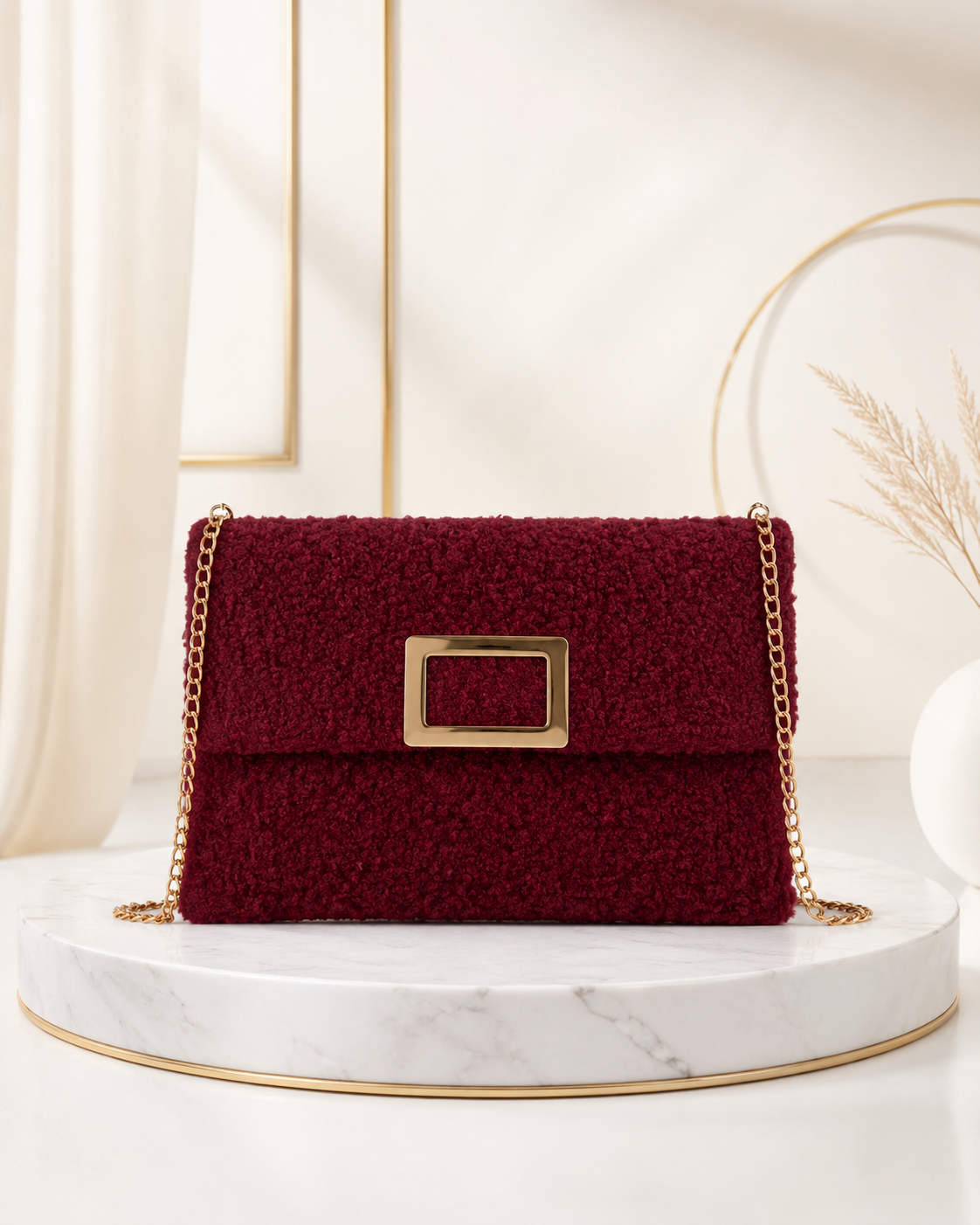 Bordeaux After Dark Textured Chain Bag