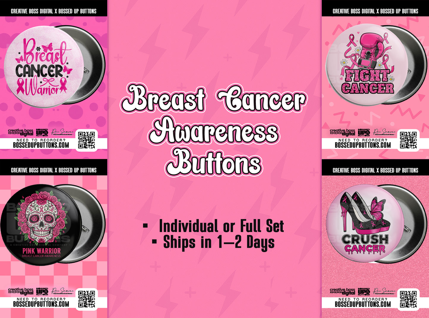 Breast Cancer Awareness Buttons | Pink Ribbon Pins