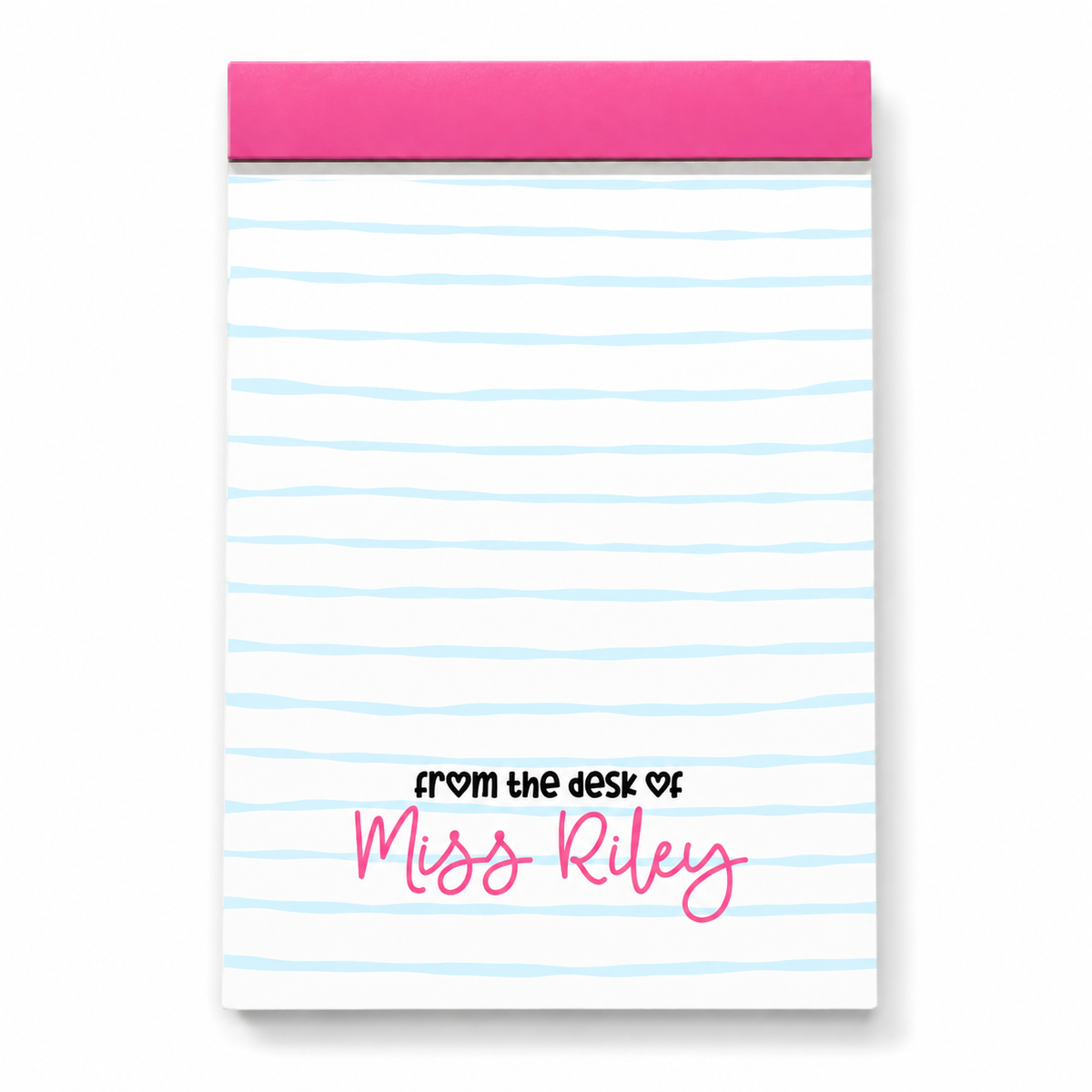 Personalized Teacher Notepad – Bubblegum Wavy Stripe