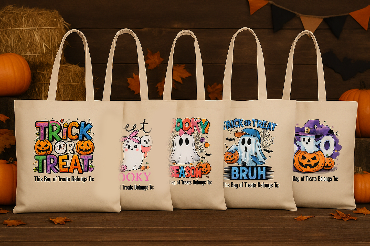 Personalized Halloween Trick or Treat Bags – 6 Cute Spooky Designs