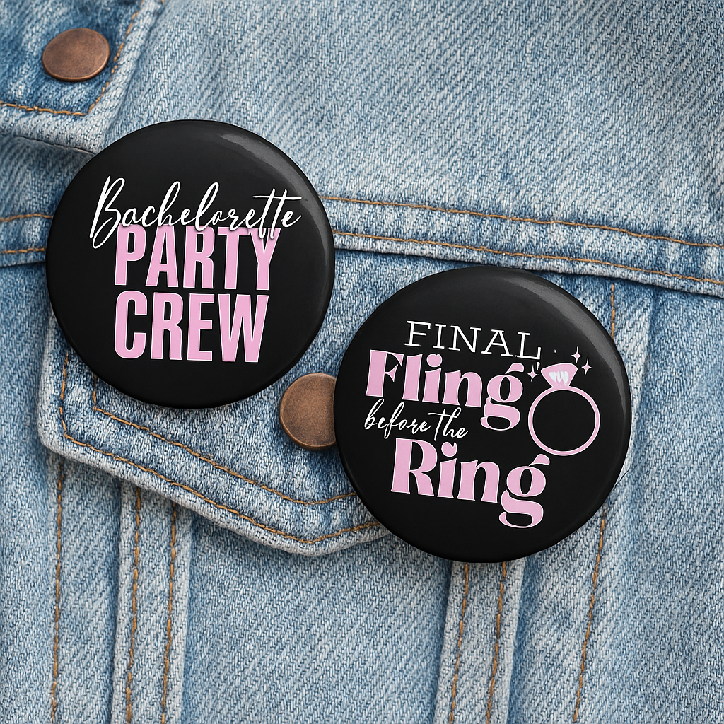 Bachelorette Party Crew Button Set – Bride & Bridesmaid Buttons