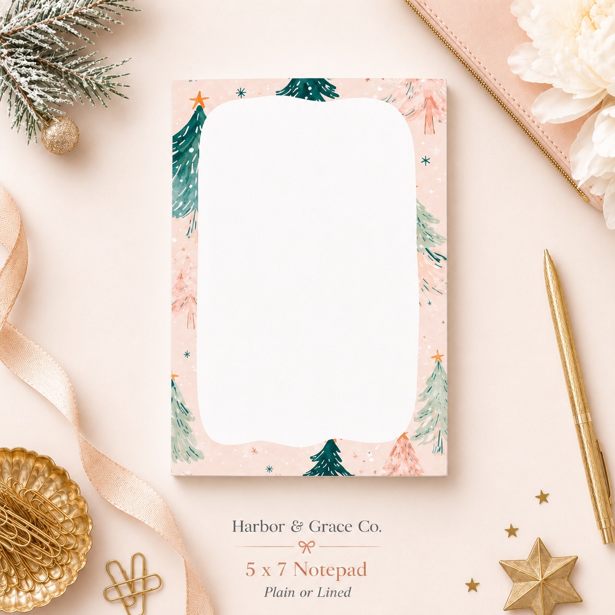 Pink Christmas Tree Notepad