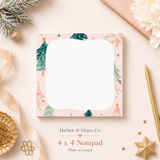 Pink Christmas Tree Notepad