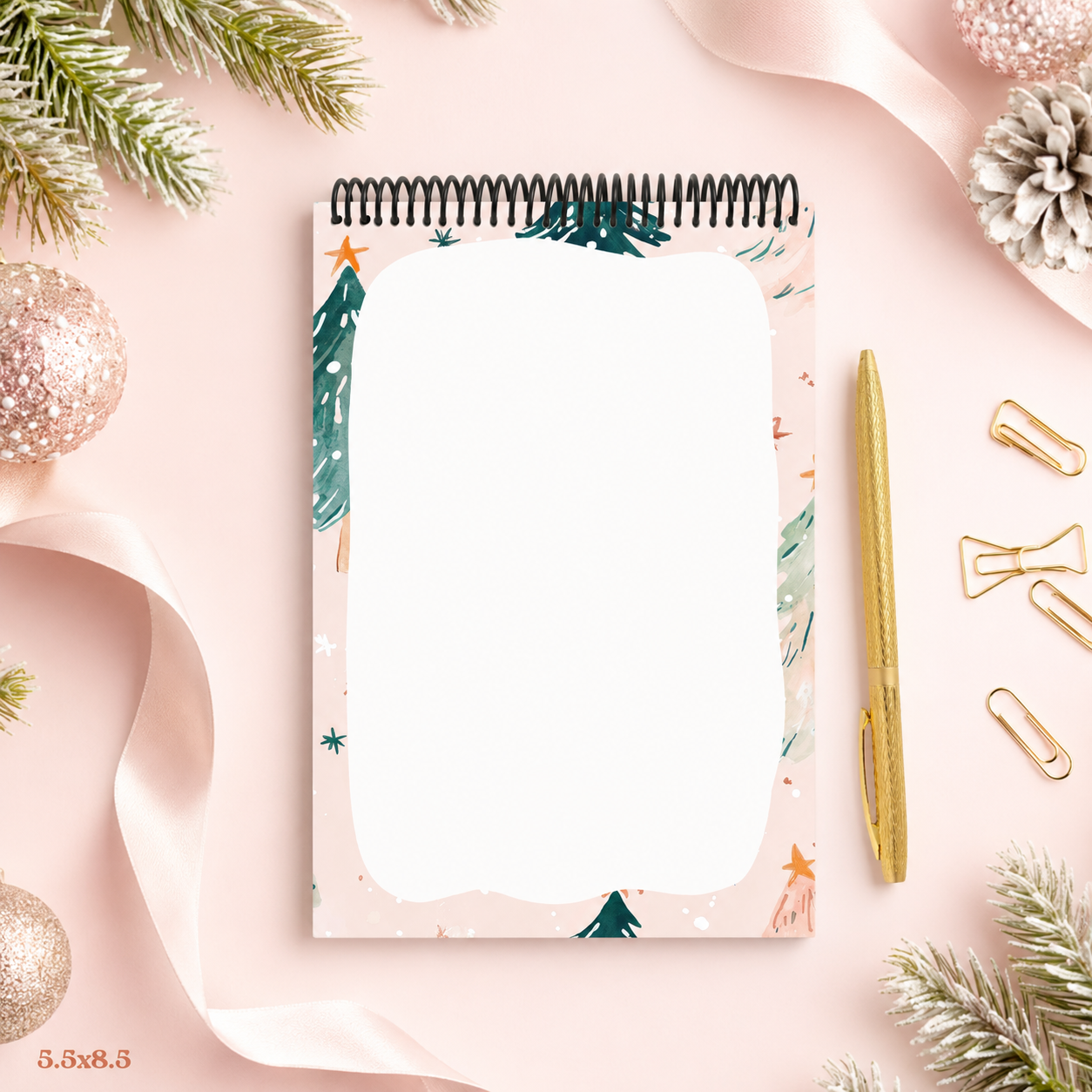 Pink Christmas Tree Notepad