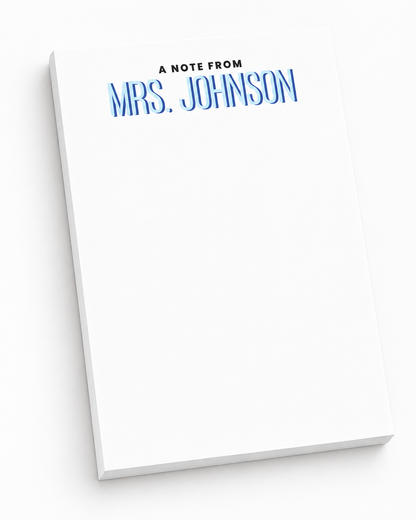 Personalized Teacher Notepad – Custom Color Block