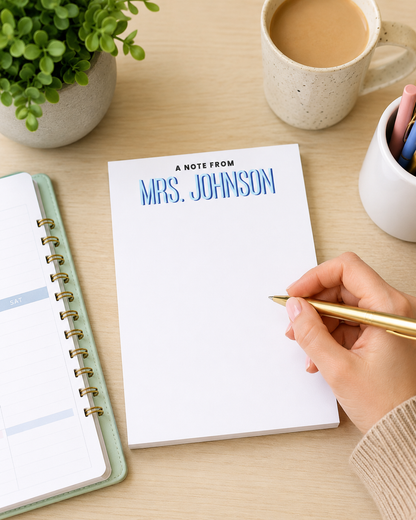 Personalized Teacher Notepad – Custom Color Block