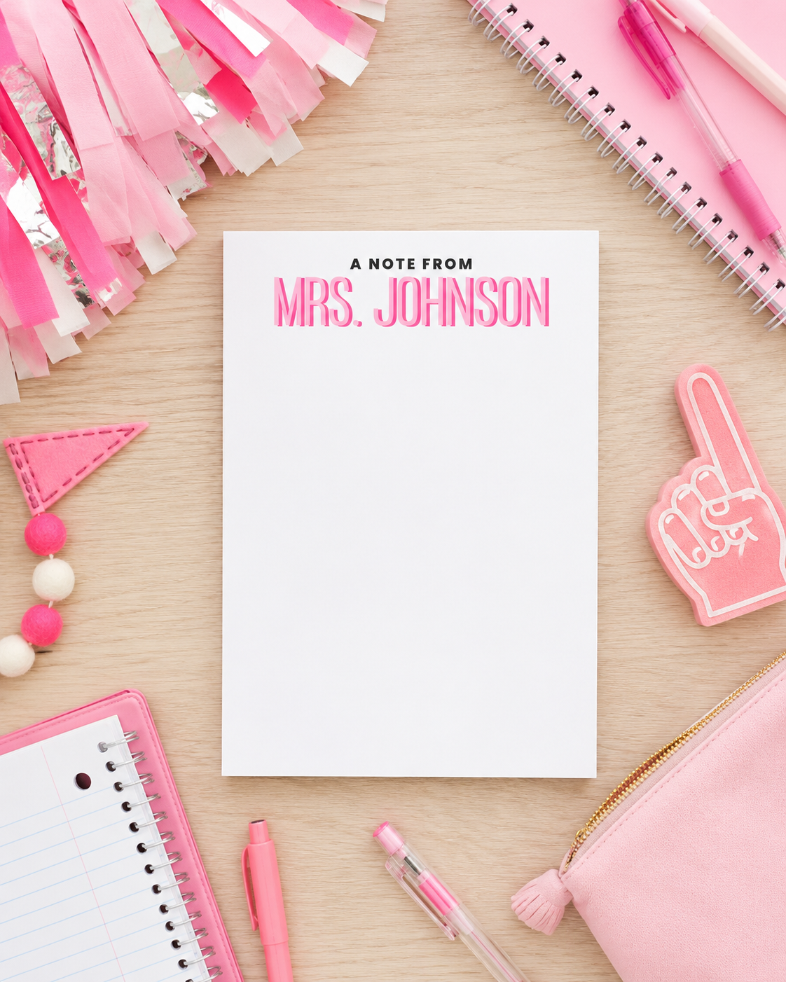 Personalized Teacher Notepad – Custom Color Block