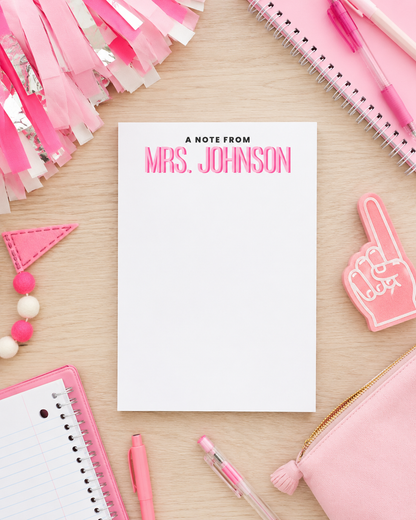 Personalized Teacher Notepad – Custom Color Block