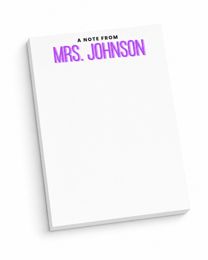 Personalized Teacher Notepad – Custom Color Block