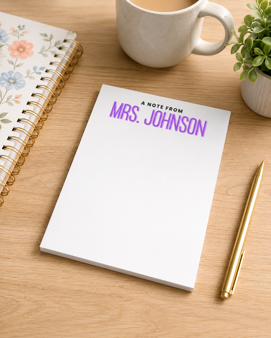Personalized Teacher Notepad – Custom Color Block