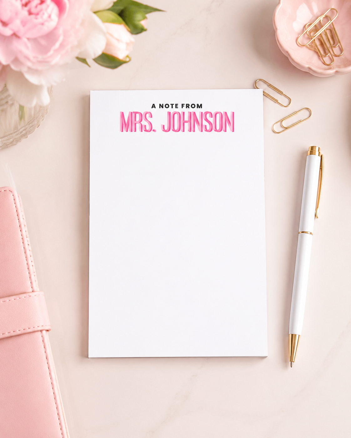 Personalized Teacher Notepad – Custom Color Block