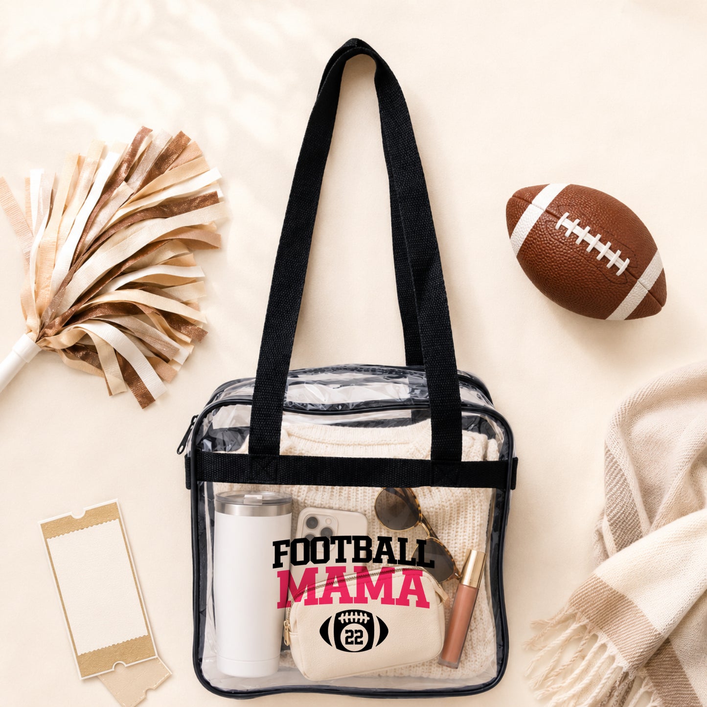 Personalized Clear Stadium Tote Bag