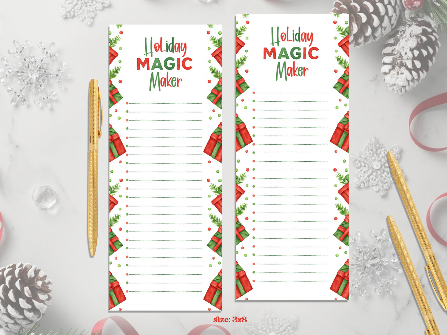 Holiday Magic Maker Notepad Set – Christmas List Bundle | Festive Notepad | Holiday Stationery