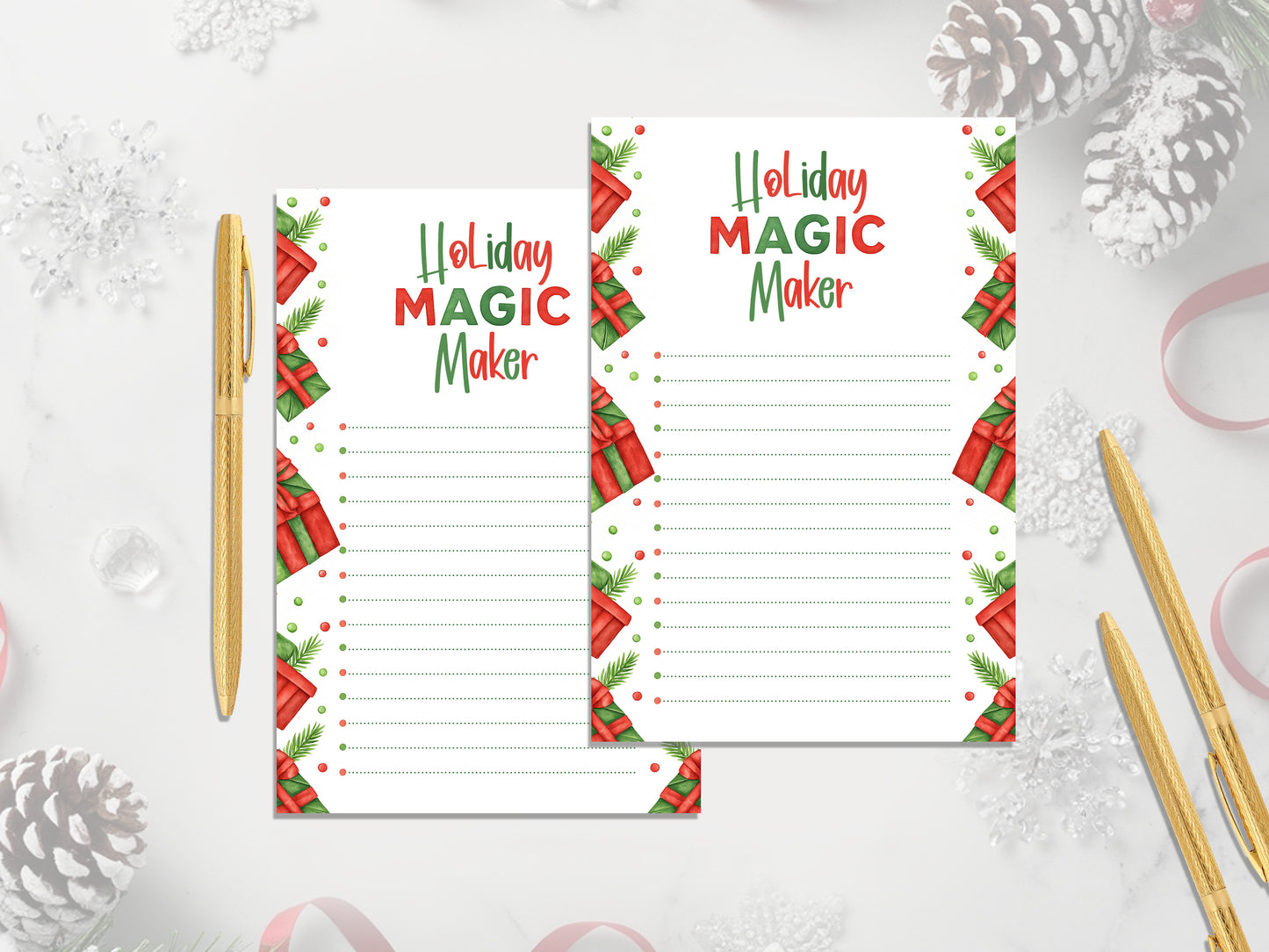 Holiday Magic Maker Notepad Set – Christmas List Bundle | Festive Notepad | Holiday Stationery