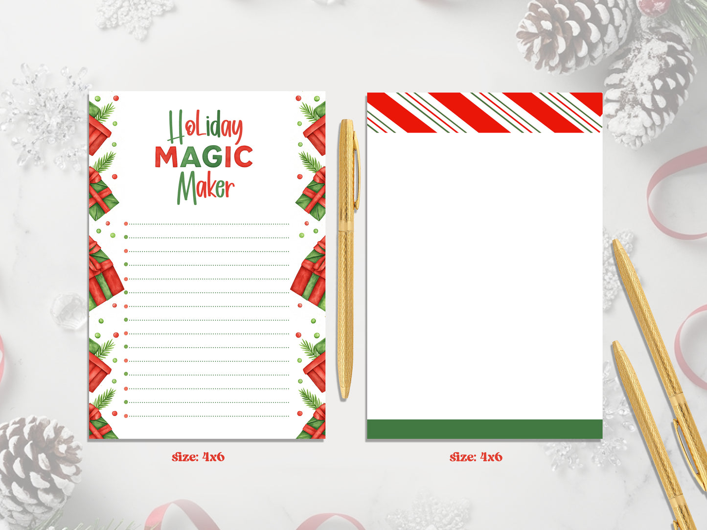 Holiday Magic Maker Notepad Set – Christmas List Bundle | Festive Notepad | Holiday Stationery